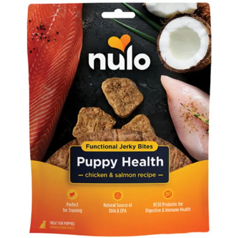 Nulo Puppy Health Chicken & Salmon Recipe Functional Jerky Bite Dog Treats 5 oz