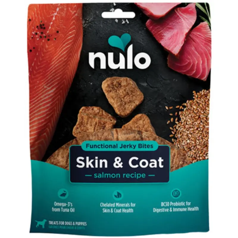 Nulo Skin & Coat Salmon Recipe Functional Jerky Bite Dog Treats 5 oz