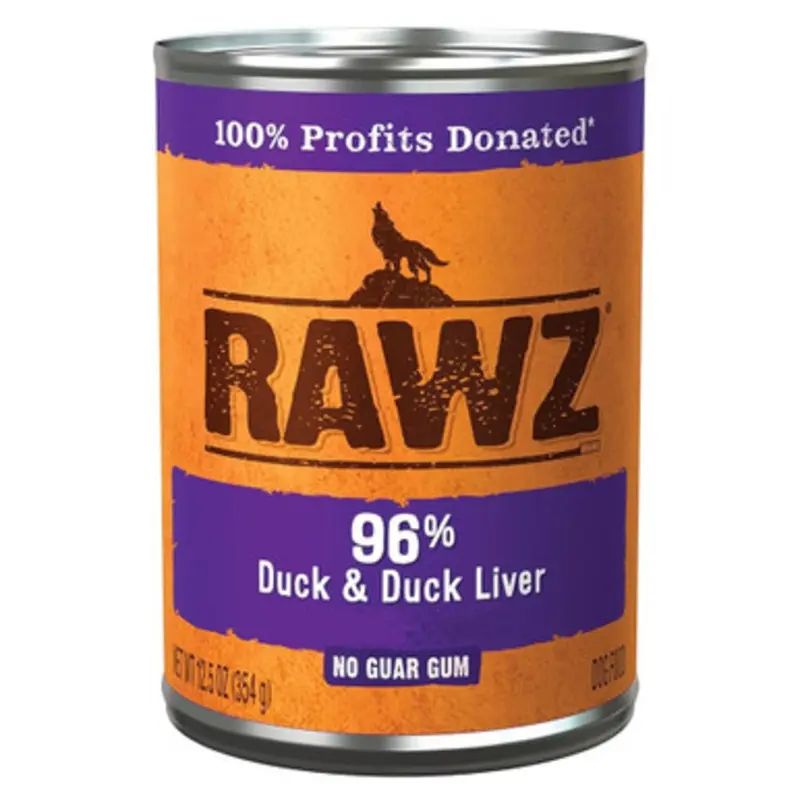 RAWZ 96% Duck & Duck Liver Canned Dog Food 12.5 oz