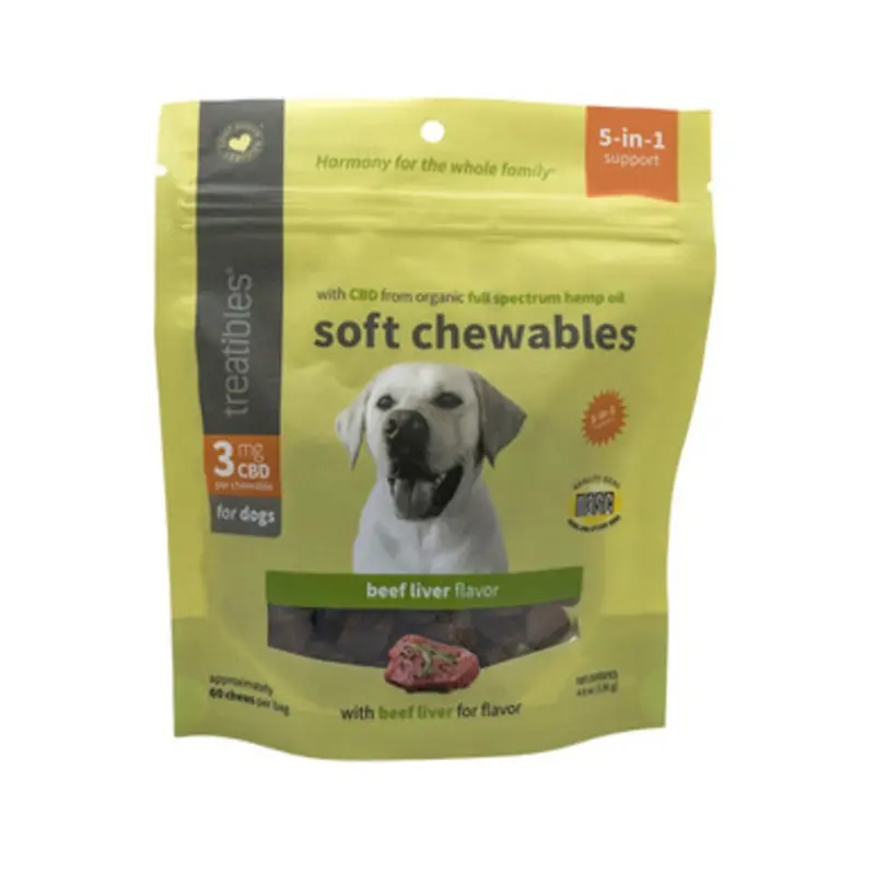 Treatibles Beef Liver Flavor 3 mg CBD Soft Dog Chews 60 ct