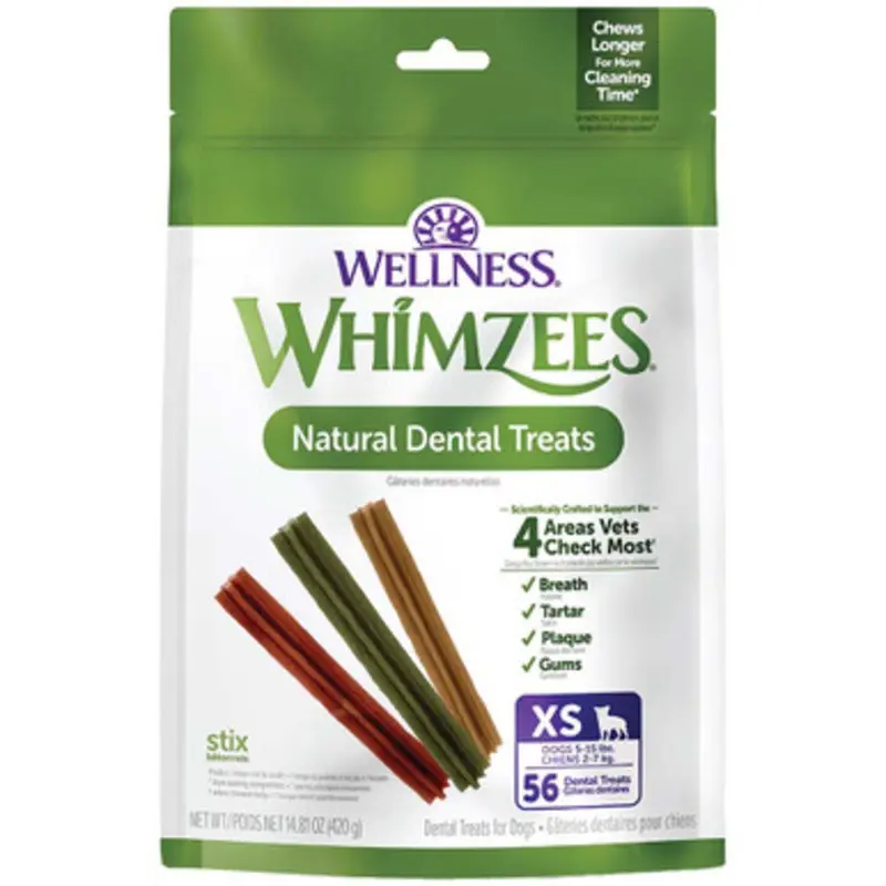 Whimzees Natural Dental Treats Stix Dog Chews X-Small - 56 ct