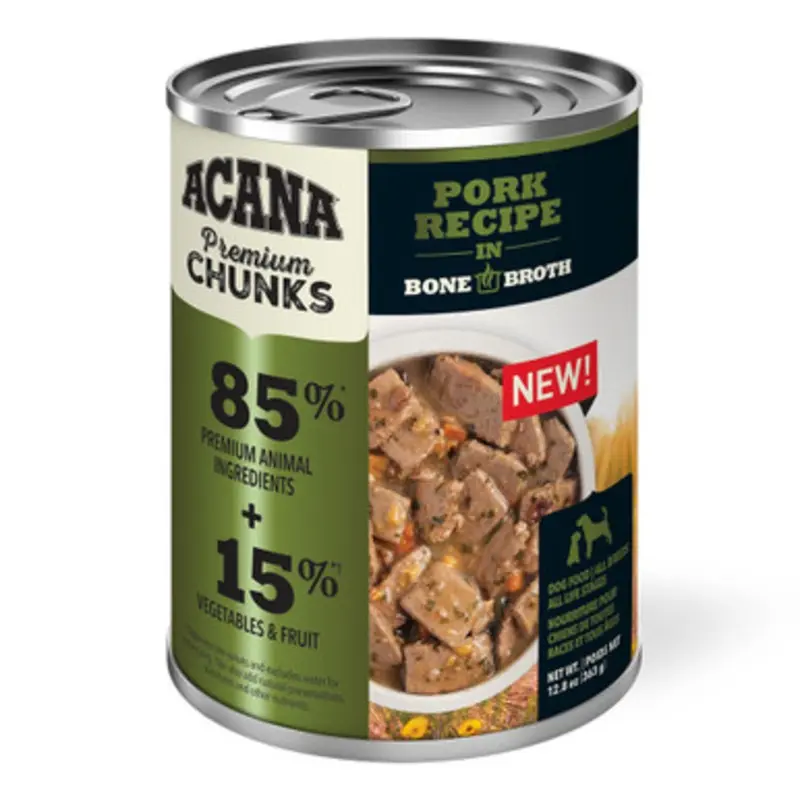 Acana Premium Chunks Pork Recipe in Bone Broth Canned Dog Food 12.8 oz