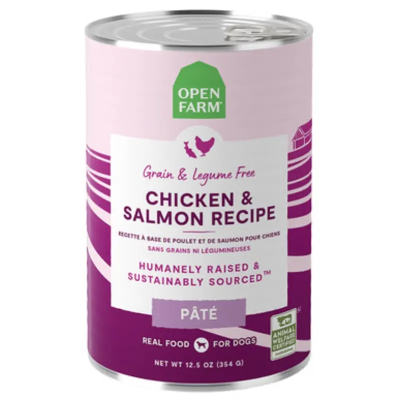 Open Farm Grain Free Chicken & Salmon Recipe Pate Canned Dog Food 12.5 oz