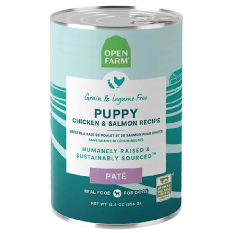 Open Farm Grain Free Chicken & Salmon Recipe Pate Canned Puppy Food 12.5 oz