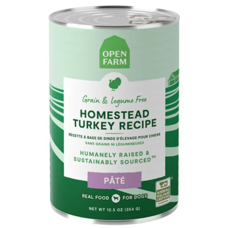 Open Farm Grain Free Homestead Turkey Recipe Pate Canned Dog Food 12.5 oz