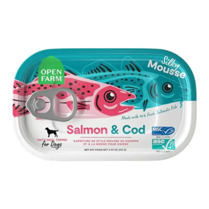 Open Farm Salmon & Cod Silky Mousse Canned Dog Food Topper 4.59 oz