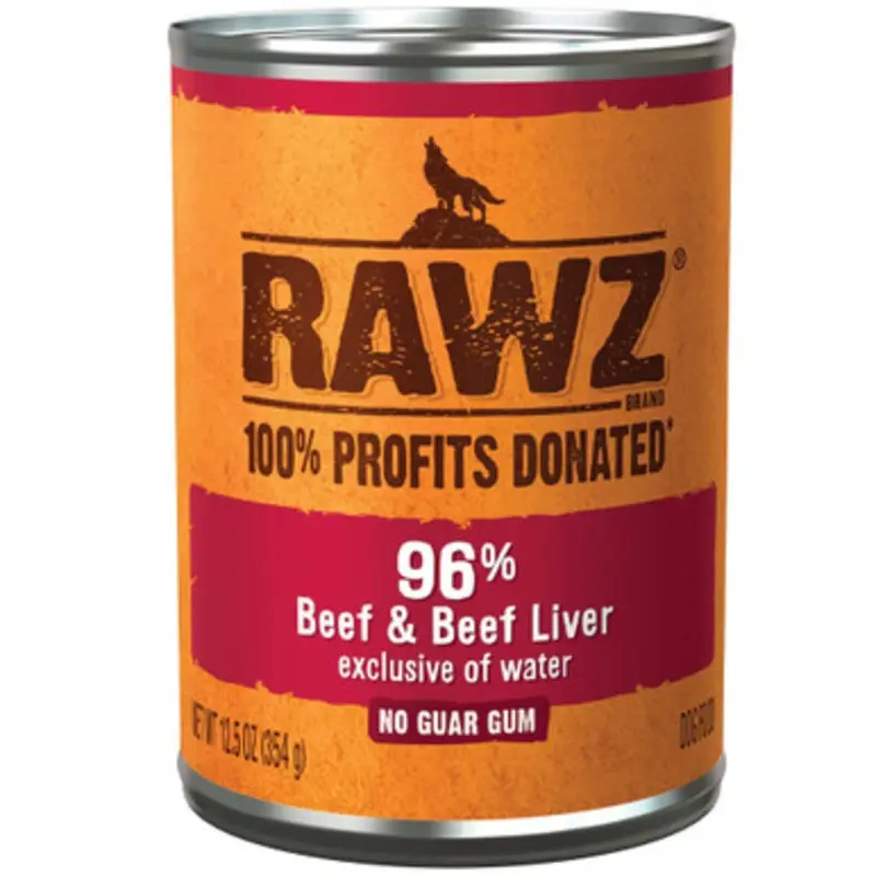 RAWZ 96% Beef & Beef Liver Canned Dog Food 12.5 oz