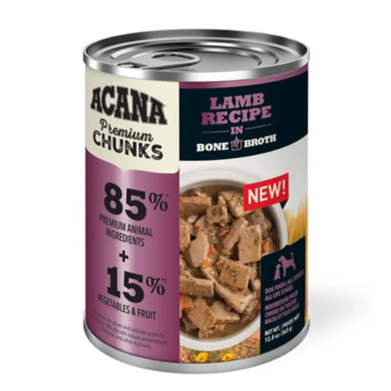 Acana Premium Chunks Lamb Recipe in Bone Broth Canned Dog Food 12.8 oz