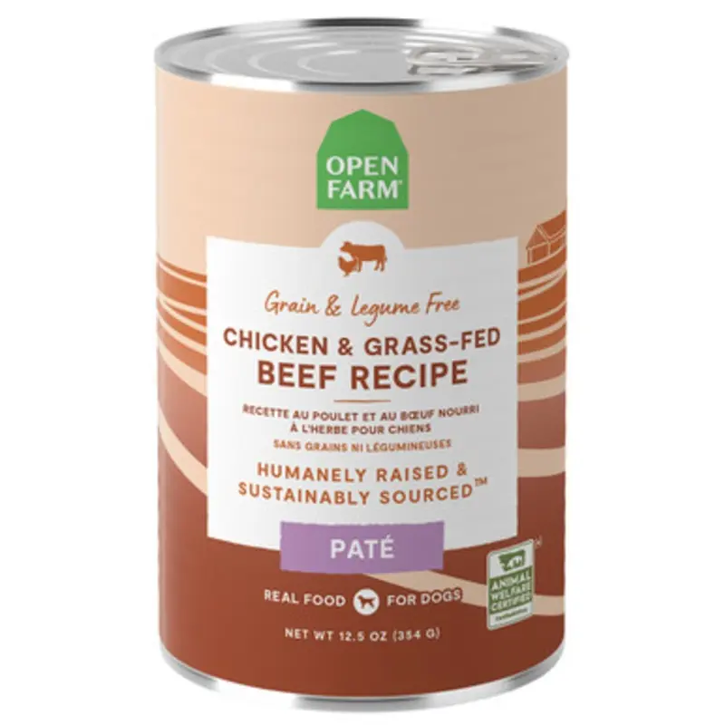 Open Farm Grain Free Chicken & Grass-Fed Beef Recipe Pate Canned Dog Food 12.5 oz