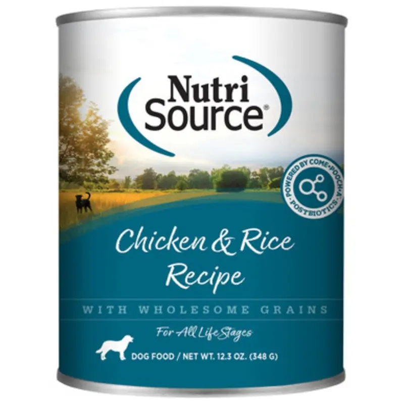 NutriSource Chicken & Rice Recipe w/ Wholesome Grains Canned Dog Food 12.3 oz