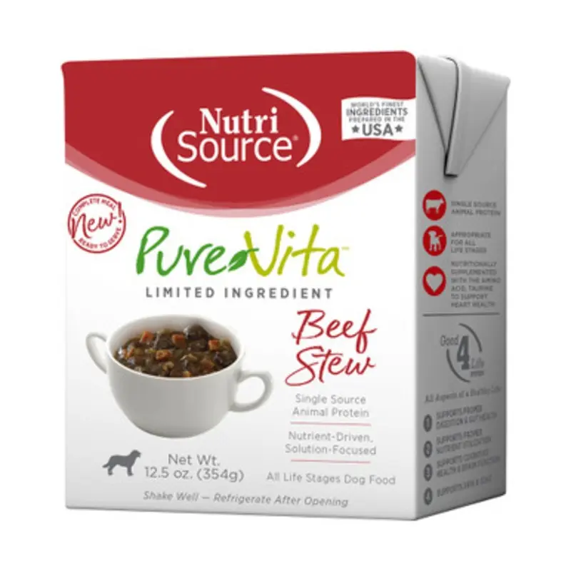 PureVita Grain Inclusive Beef Stew Wet Dog Food 12.5 oz