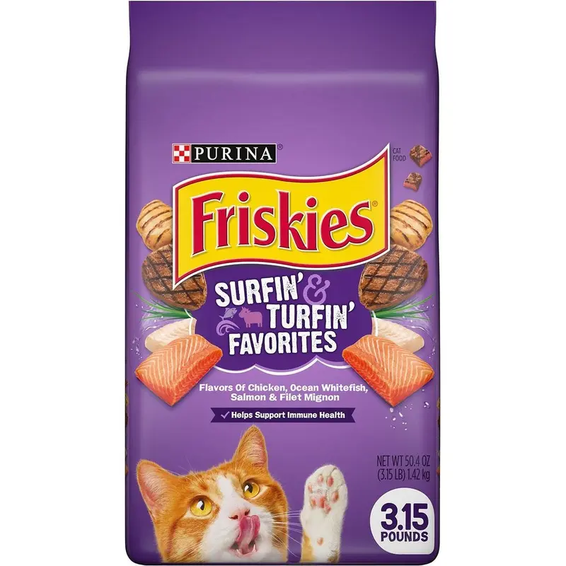 Purina Friskies Surfin' & Turfin' Favorites Dry Cat Food 3.15 lb. Bag
