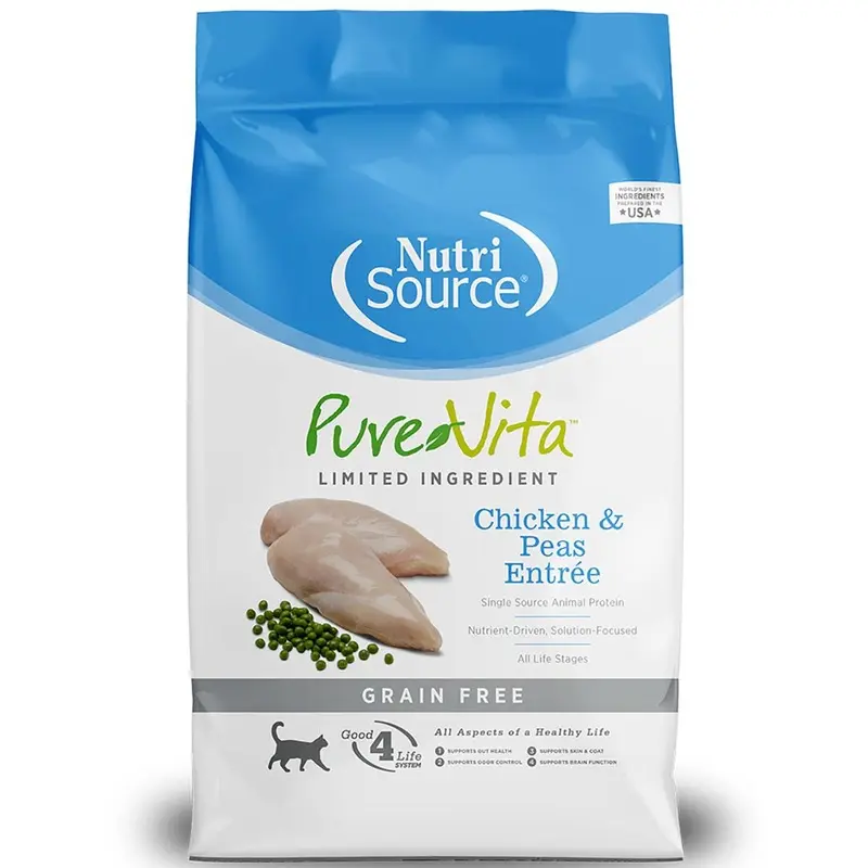NutriSource PureVita Grain-Free Chicken & Peas Dry Cat Food  4 lb Bag