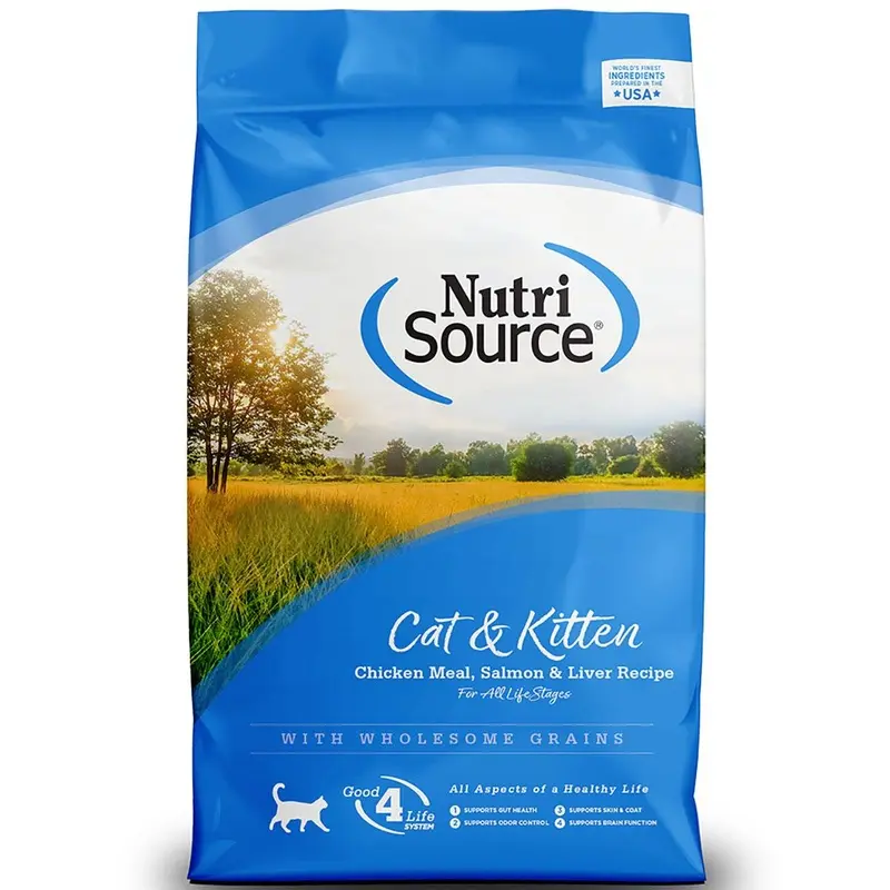 NutriSource Cat & Kitten Chicken Meal, Salmon & Liver Recipe Dry Cat Food  4 lb. Bag