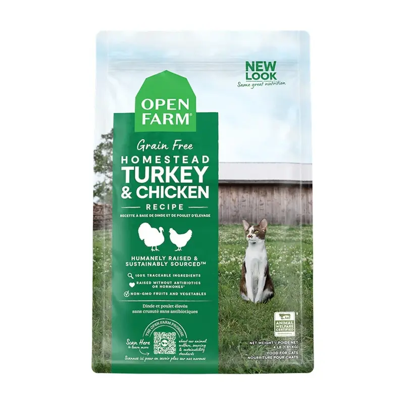 Open Farm Homestead Turkey & Chicken Recipe Dry Cat Food  4 lb. Bag