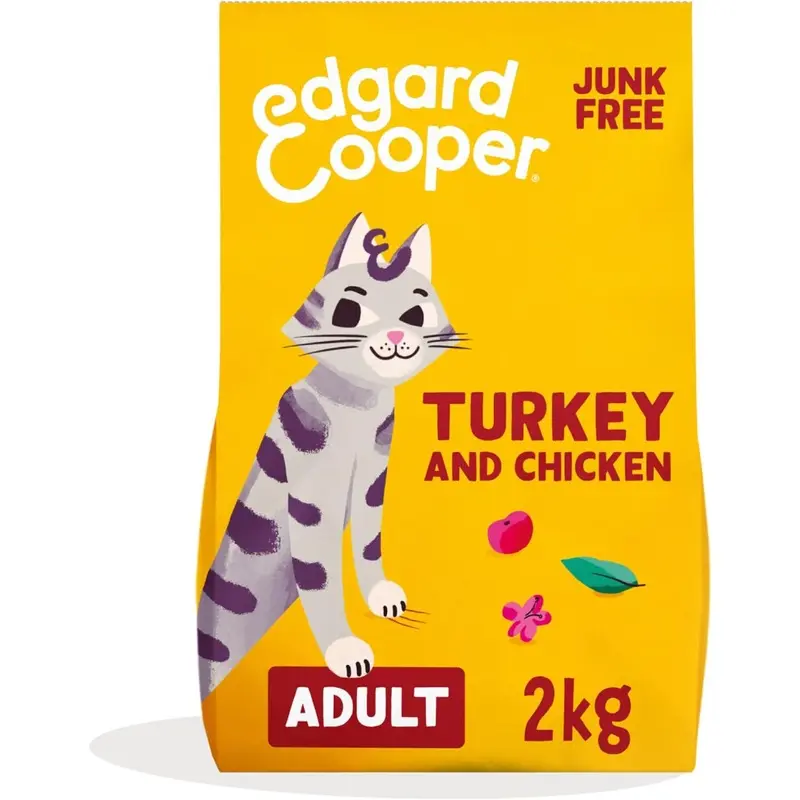 Edgard Cooper Store Grain Edgard And Cooper Dry Cat Food Free Adult Turkey And Chicken Natural Fresh Meat For Indoor Or Outdoor Cats, Junk Free, Healthy Ingredients 2Kg